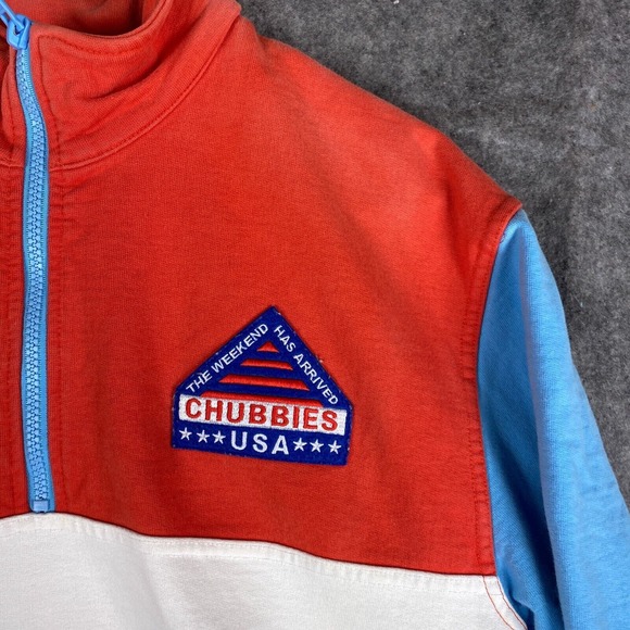 Chubbies‎ Sweater Mens Small Blue White Colorblock Pullover 1/4 Zip - Picture 4 of 12